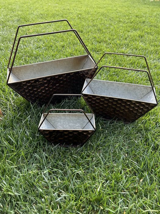 Set 3 jardiniere metalice