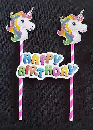 Topper tort Happy Birthday_Masha si Ursul_Unicorni_Flori s.a.