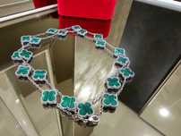 Van Cleef & Arpels VCA Silver Green 20 Motifs Alhambra Дамско Колие