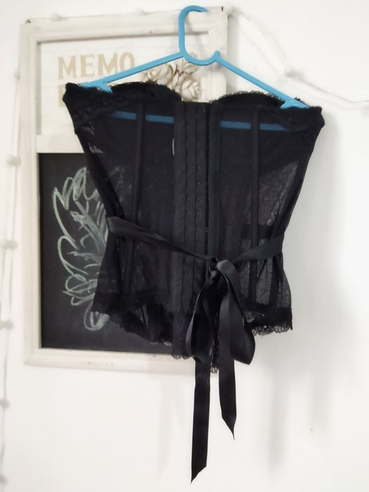 Corset sexy dantela neagra mărimea Xs-S 34/36