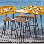 Set mobilier exterior terasă/grădină, 4 scaune și masă bar HULST