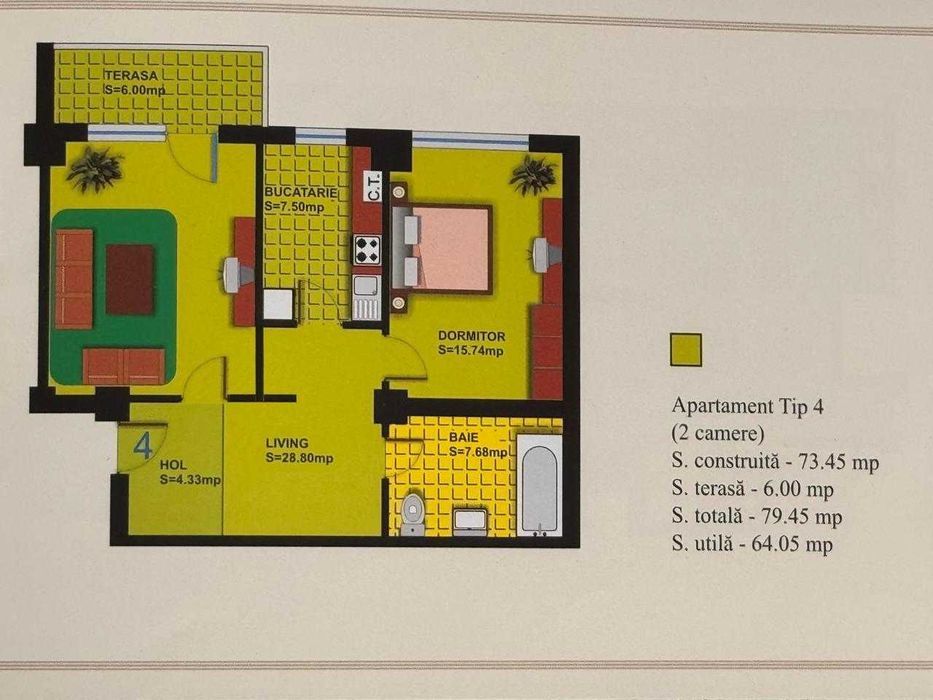 Apartament 2 camere decomandat (Confort City)