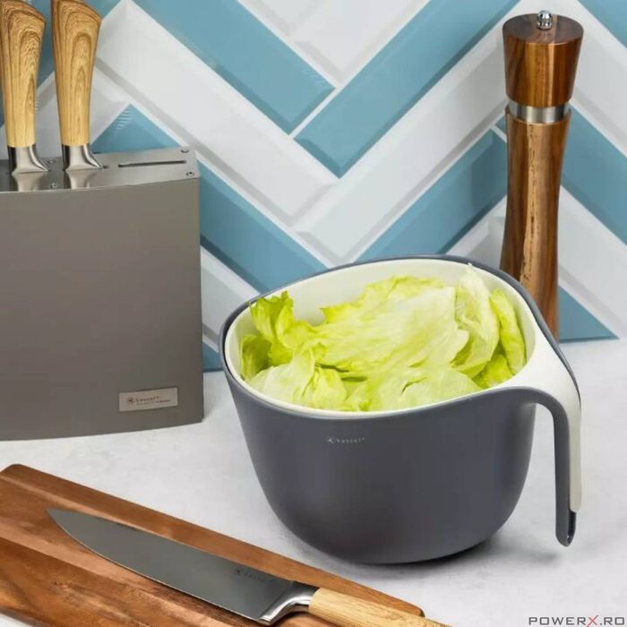 Bol cu strecuratoare detasabila, din plastic, gri, Kassel