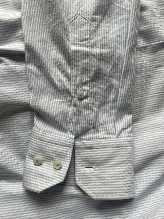 Мъжка риза Boss, сини раиета, EUR44, Памук