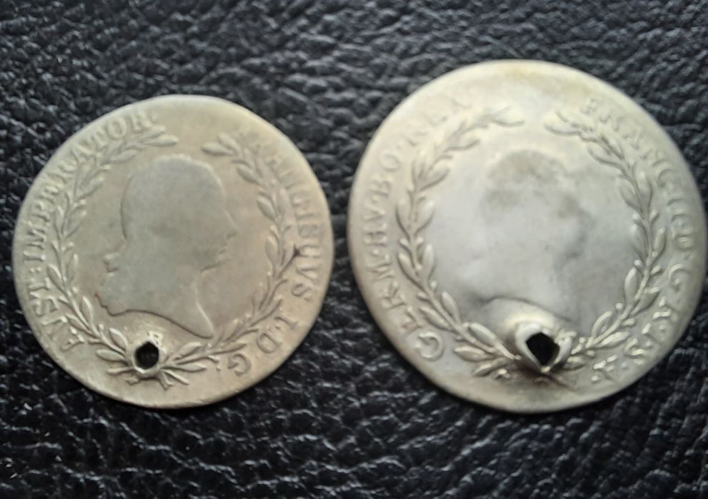 Стара сребърна монета/и 10 кройцера 1815 г. и 20 кройцера 1794 г. Авст
