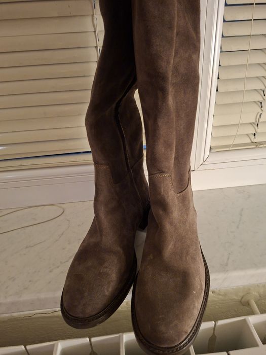 Италиански велурени ботуши в кафяво