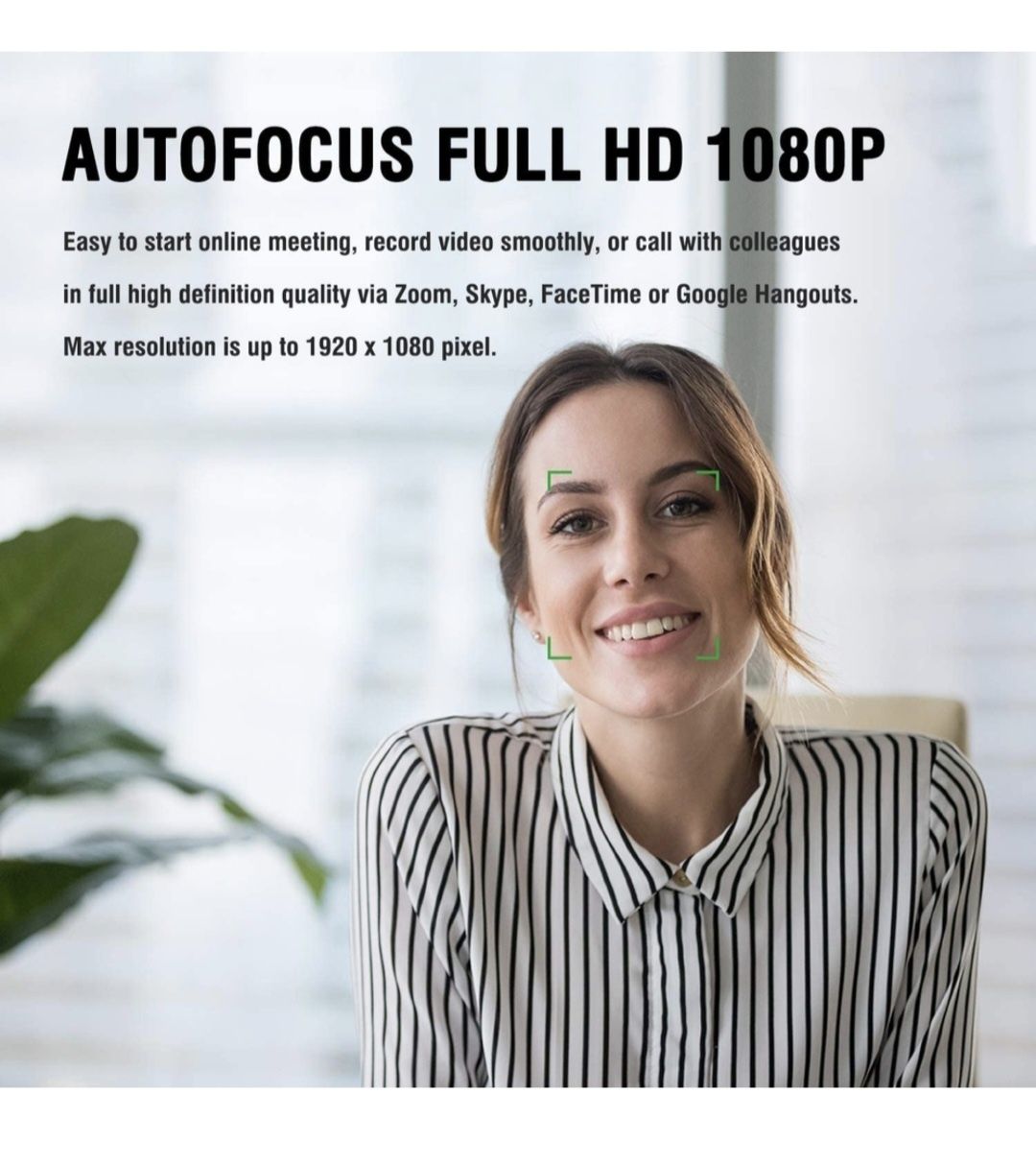 Camera web , HD1080P Full HD, Auto focus, microfon, Negru