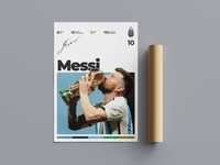 Poster ilustratie Lionel Messi, AFA/FC Barcelona. Cadou pentru fani.