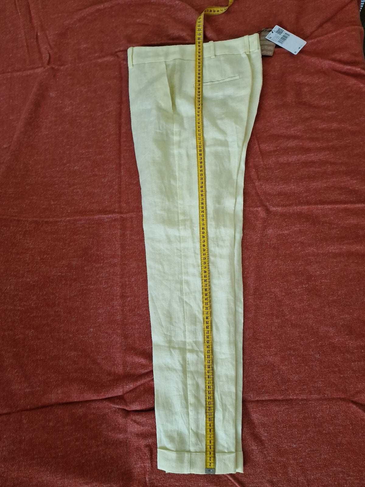 Pantaloni conici din in MANGO, noi, cu eticheta