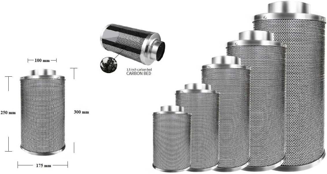 Filtru de cărbune activat Grow Air Purifier 100x250mm până la 250 m3/h