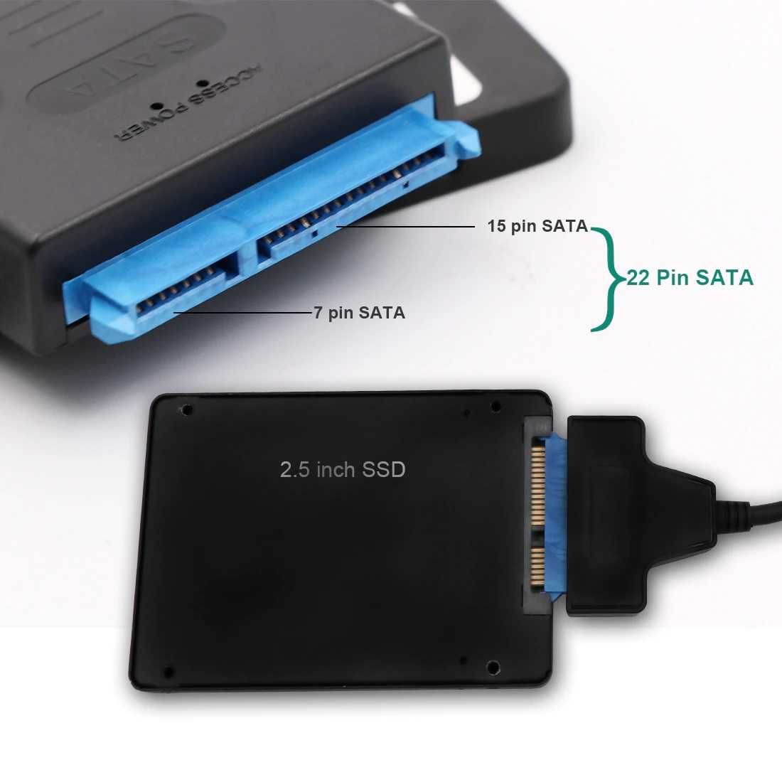 Кабел адаптор USB 3.0 / 22 pin SATA за 2,5 HDD SSD за лаптоп компютър