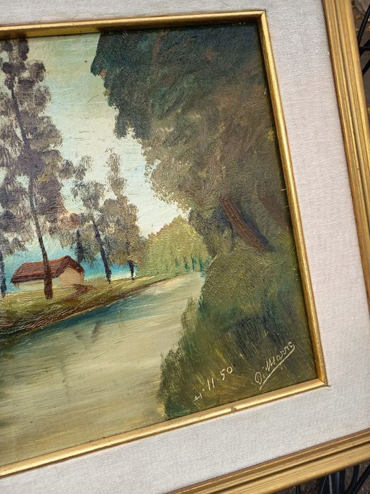 Tablou Autentic Peisaj Pictat Și Semnat Artist Din Italia