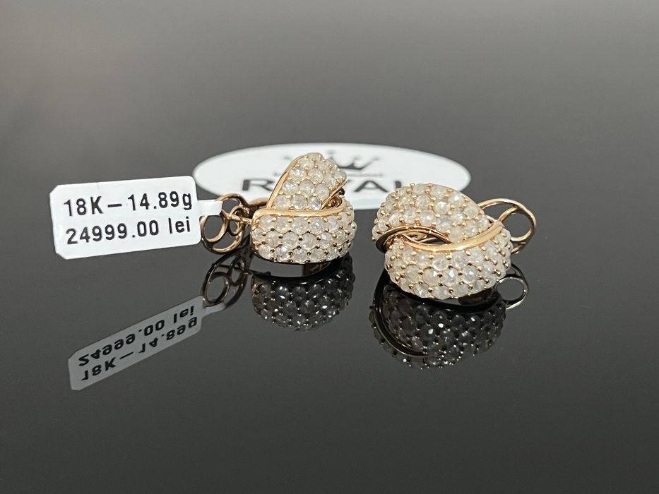 Bijuteria Royal CB : Cercei cu diamante aur 18K 750 14,89 grame