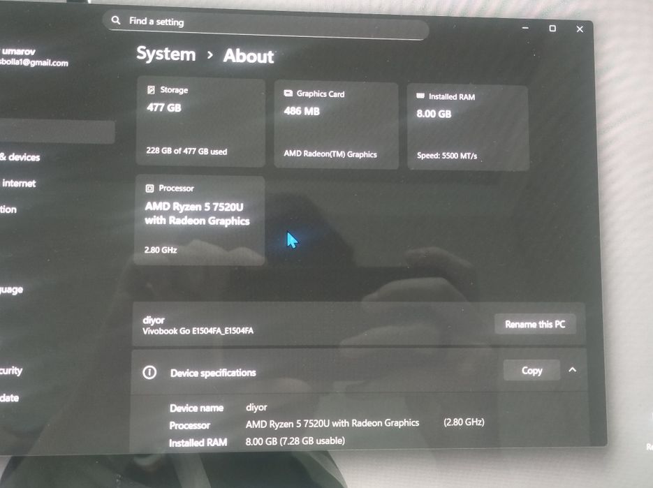 Salom, ASUS Vivobook 15 oled displeyli notebook SOTILADI.