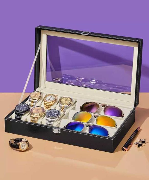 Органайзер для Очков и Часов Шкатулка с 9 секциями - ПОДАРКА