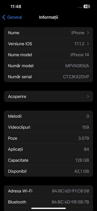 iPhone 14 – 128 GB – Stare foarte bună