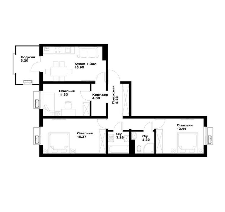 4-х комнатная в ЖК «O'z Makon» 9 этаж ID: 4278