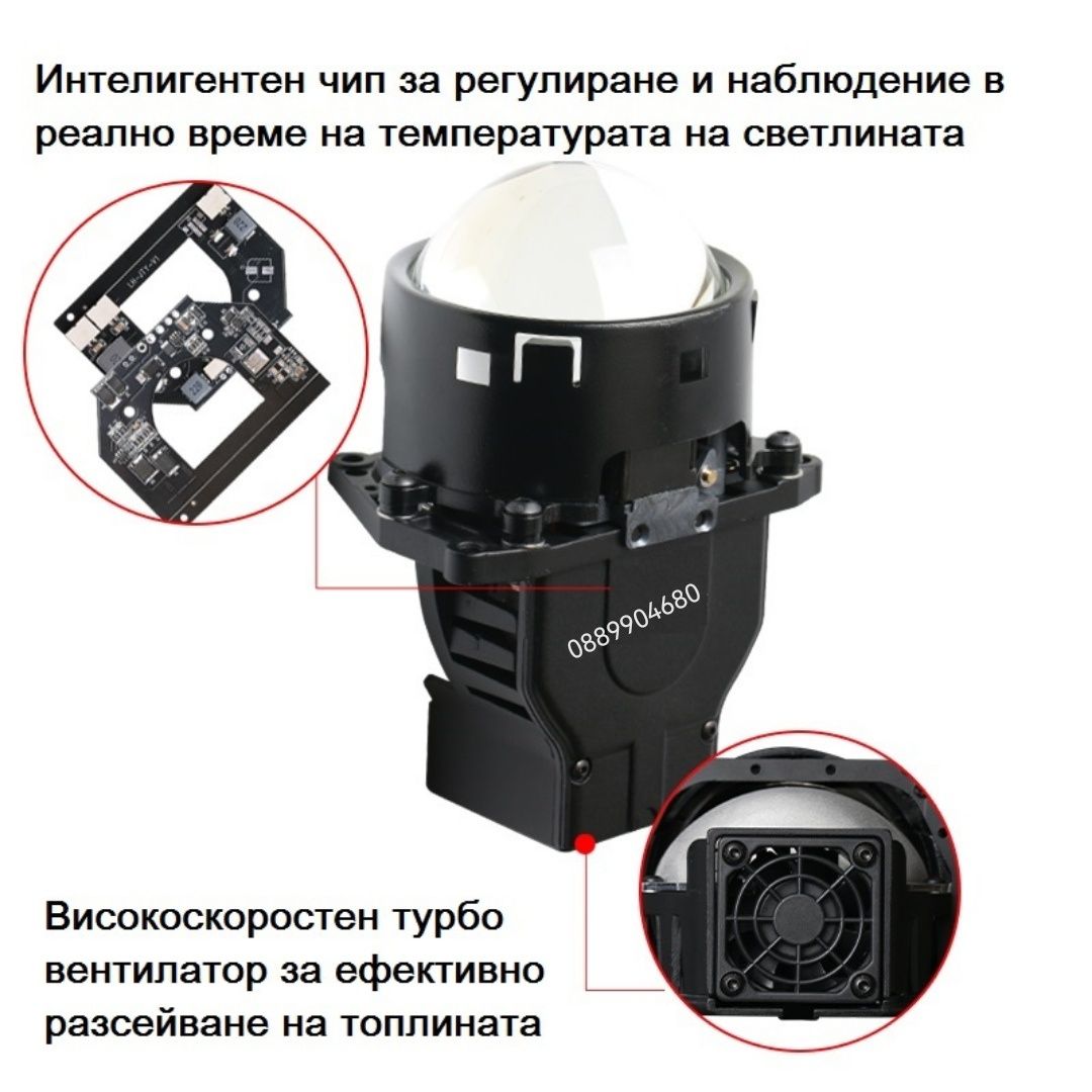 Bi-LED лупи за вграждане 3.0 inc  30 000 lum.+ Laser osram 12 v.