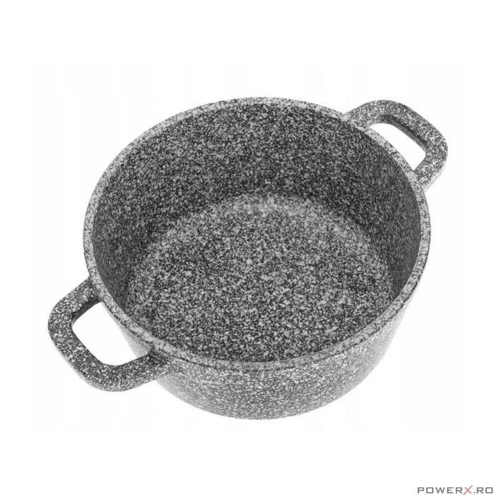 Oala cu capac, din otel acoperita cu marmura, 3.3litri, 22cm, gri,