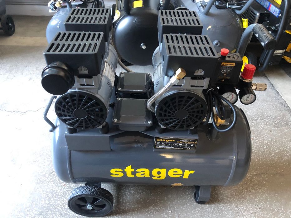 Compresor Aer SILENTIOS Stager HM50JW-0.75x2, 50L, 65dB, 270L/min