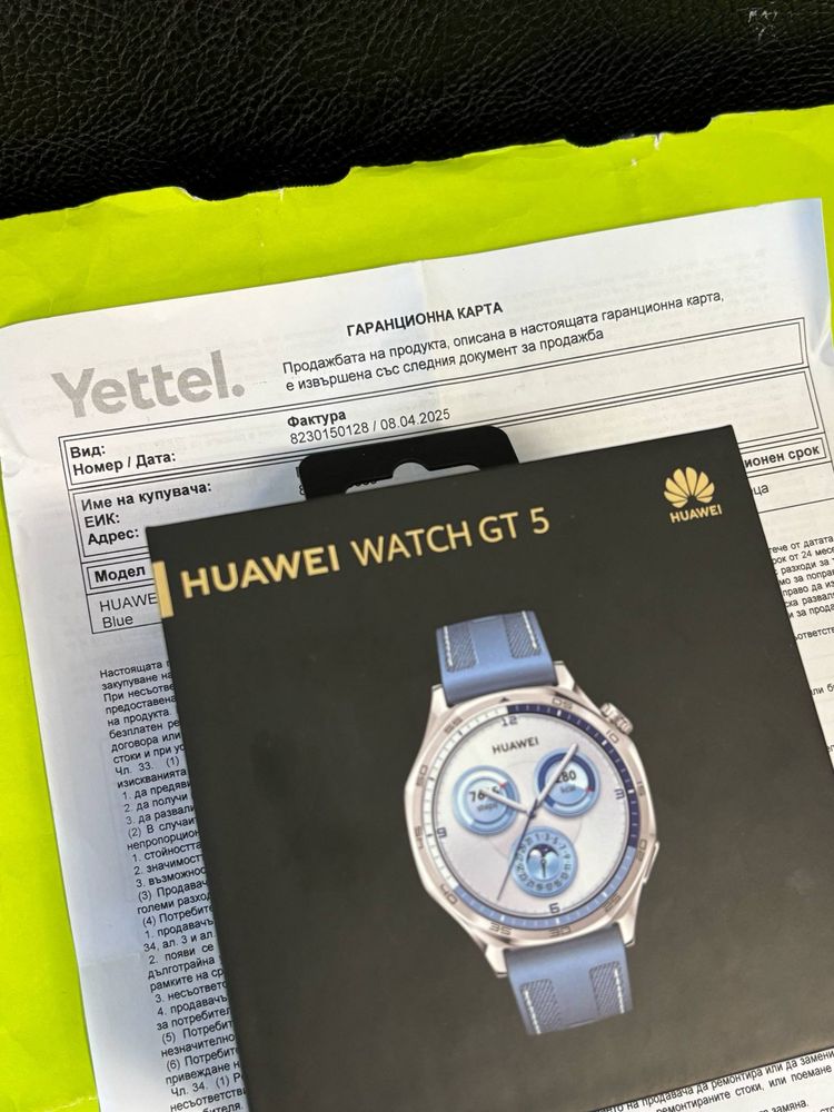 КАТО НОВ 46mm Huawei Watch GT 5 Гаранция Yettel до 2027 г. Blue
