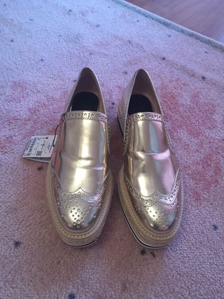 Mocasini / pantofi aurii Zara 38