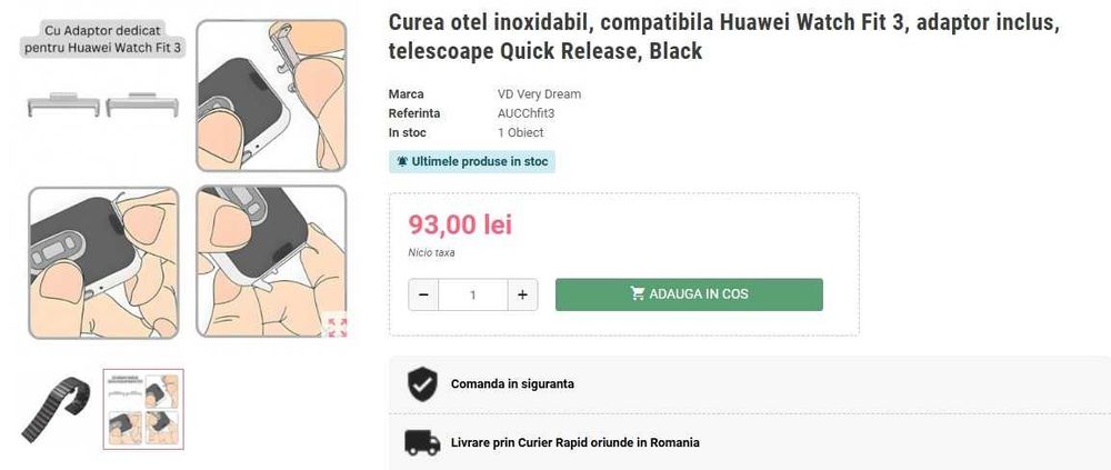 Curea otel inoxidabil Huawei Watch Fit 3