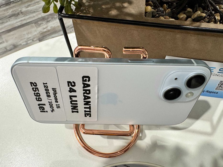 iPhone 15 128Gb 100%- Din magazin,cu garantie! RATE TBI !