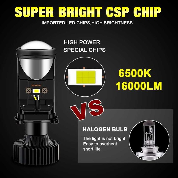 LED H4 Диодни Крушки 80W, 8000LM 2 бр. Ярка Светлина, Вентилатор 6500K