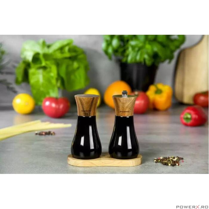 Set 2 rasnite pentru sare si piper, 13 x 6 cm negre, Klausberg