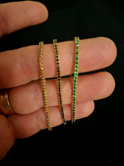 ‼️Bratara tenis de aur*14k* cu pietricele negre/ verzi/roz/albe*350/g
