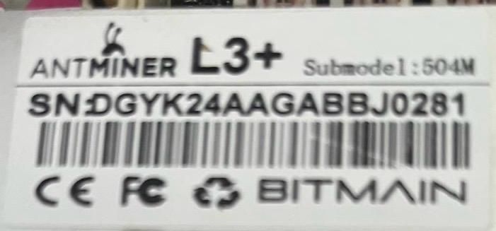 Antminer L3+ submodel 504M