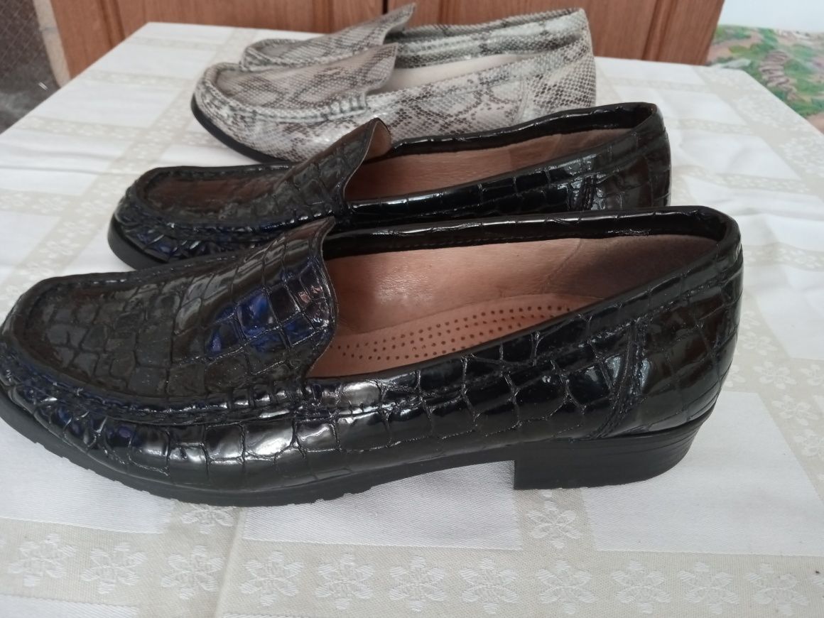 2 perechi pantofi/mocasini ARA piele naturală mărimea 39