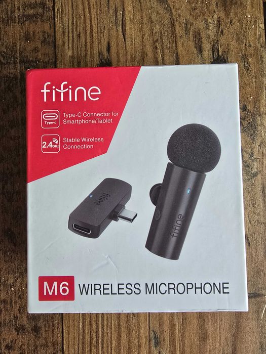 микрофон FIFINE M6, безжичен USB Type-C за блогове и видеоклипове