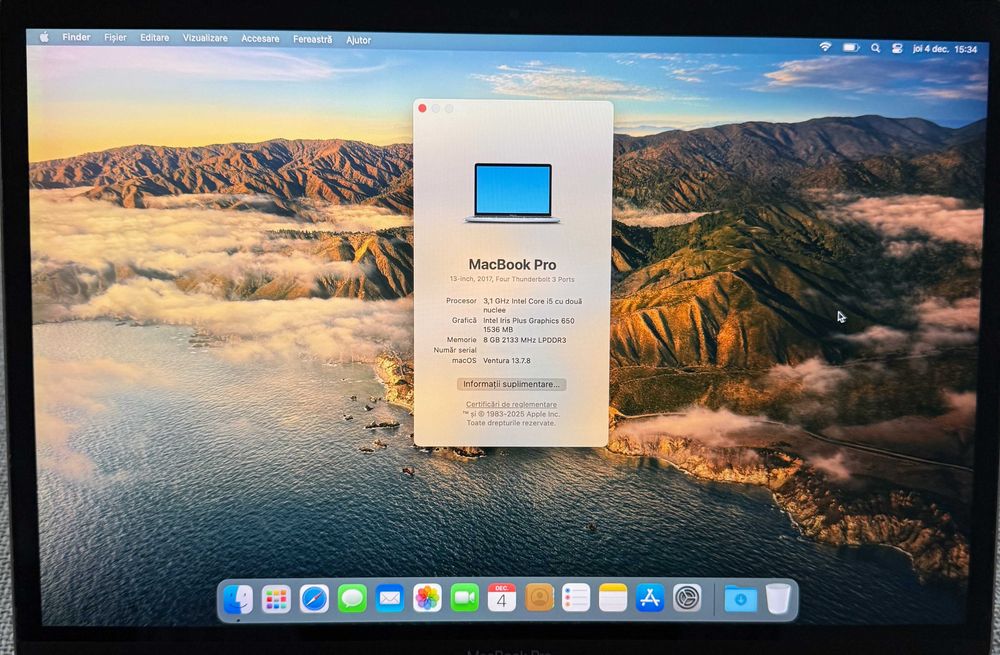 Apple MacBook Pro 13" 2017, 4 Thunderbolt, Touch bar, personal