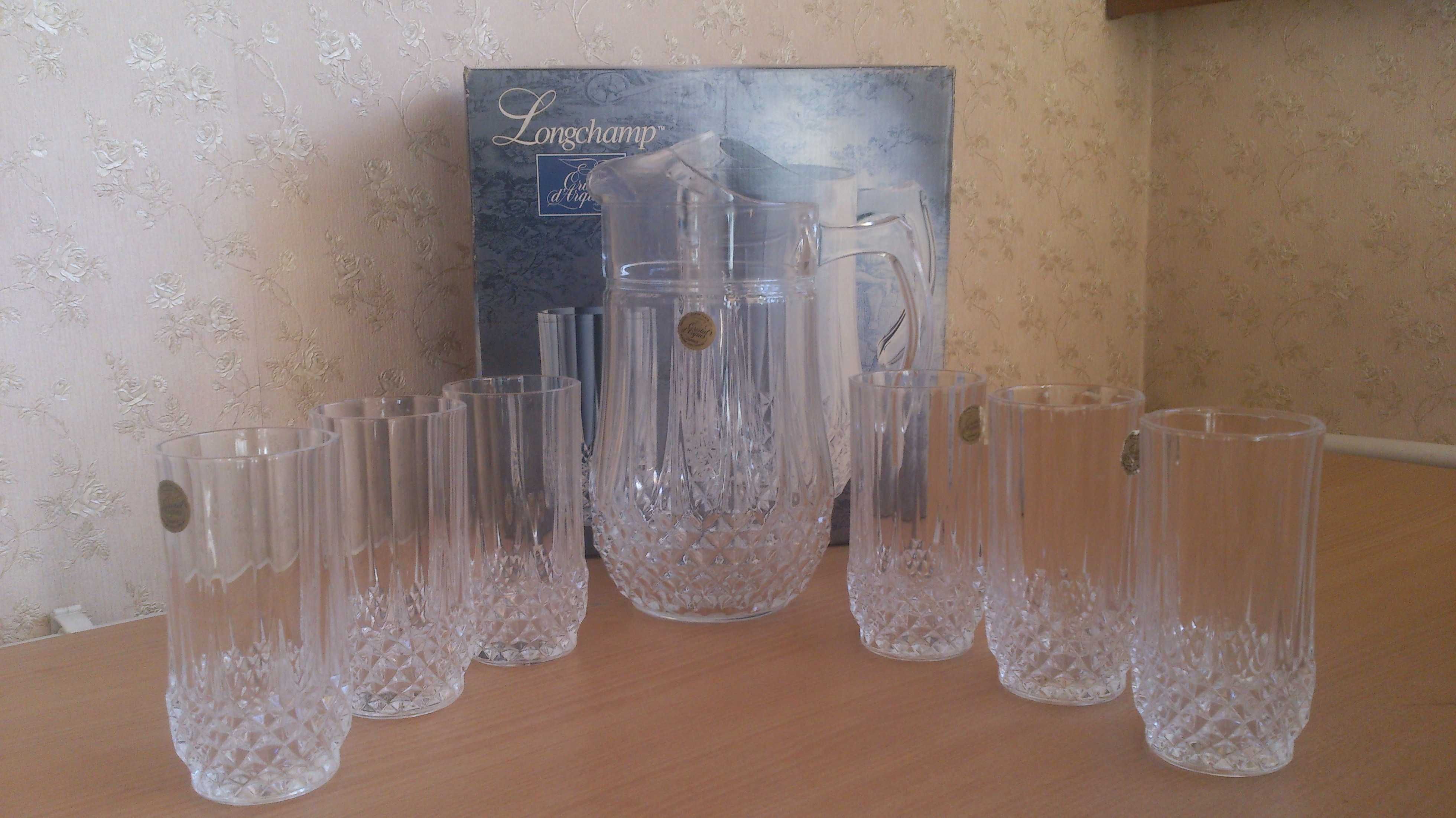 Хрустальный графин и 6 стаканов, Cristal d'Arques (Франция)