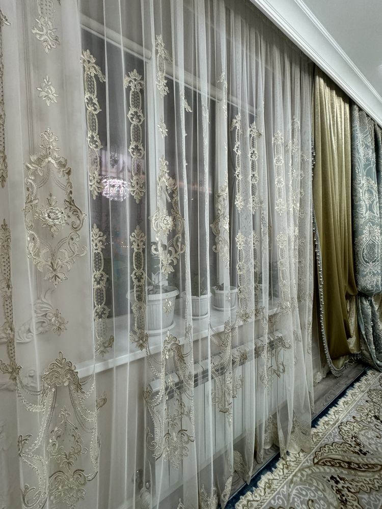 шторы( 8 метр) и тюль (16метр)