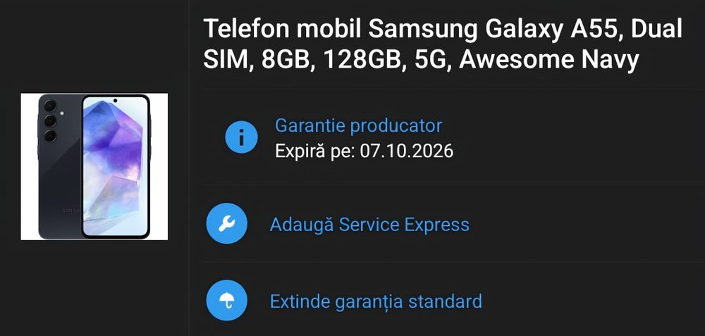 Samsung Galaxy A55 fullbox 10/10, și prin curier.