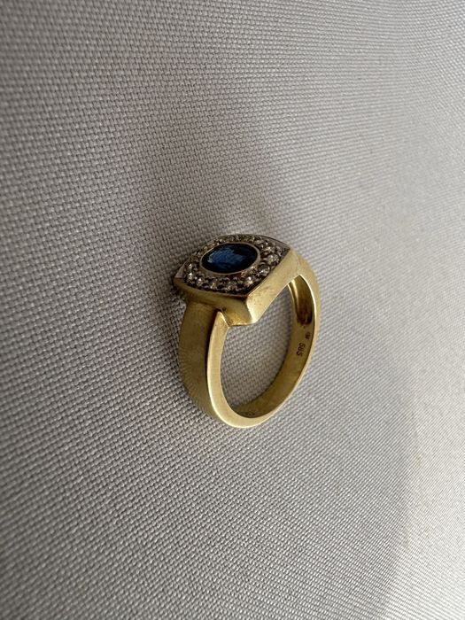 Inel aur safir diamante