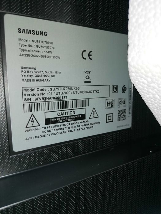 Samsung GU75TU7079U телевизор за части