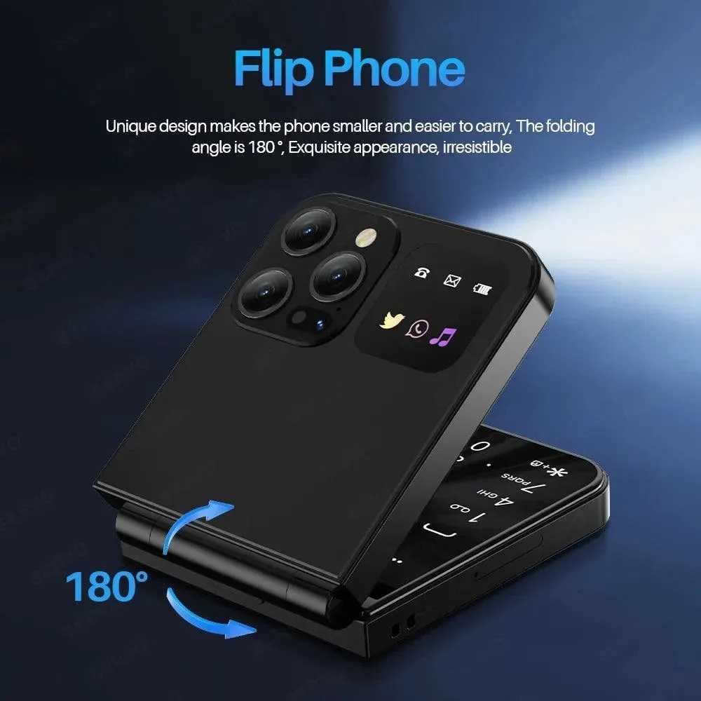 Сгъваем телефон А50 Mini Flip Smart Phone с 2 SIM карти Мини Телефон