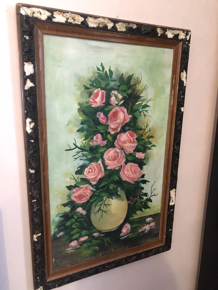 Tablou vechi vaza cu flori