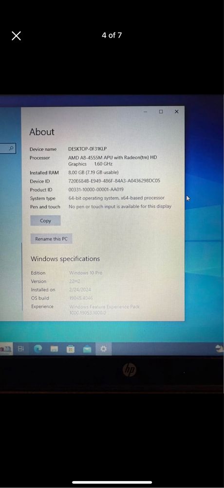Лаптоп HP Pavilion – 8 GB RAM, Windows 10 Pro, AMD – Работещ