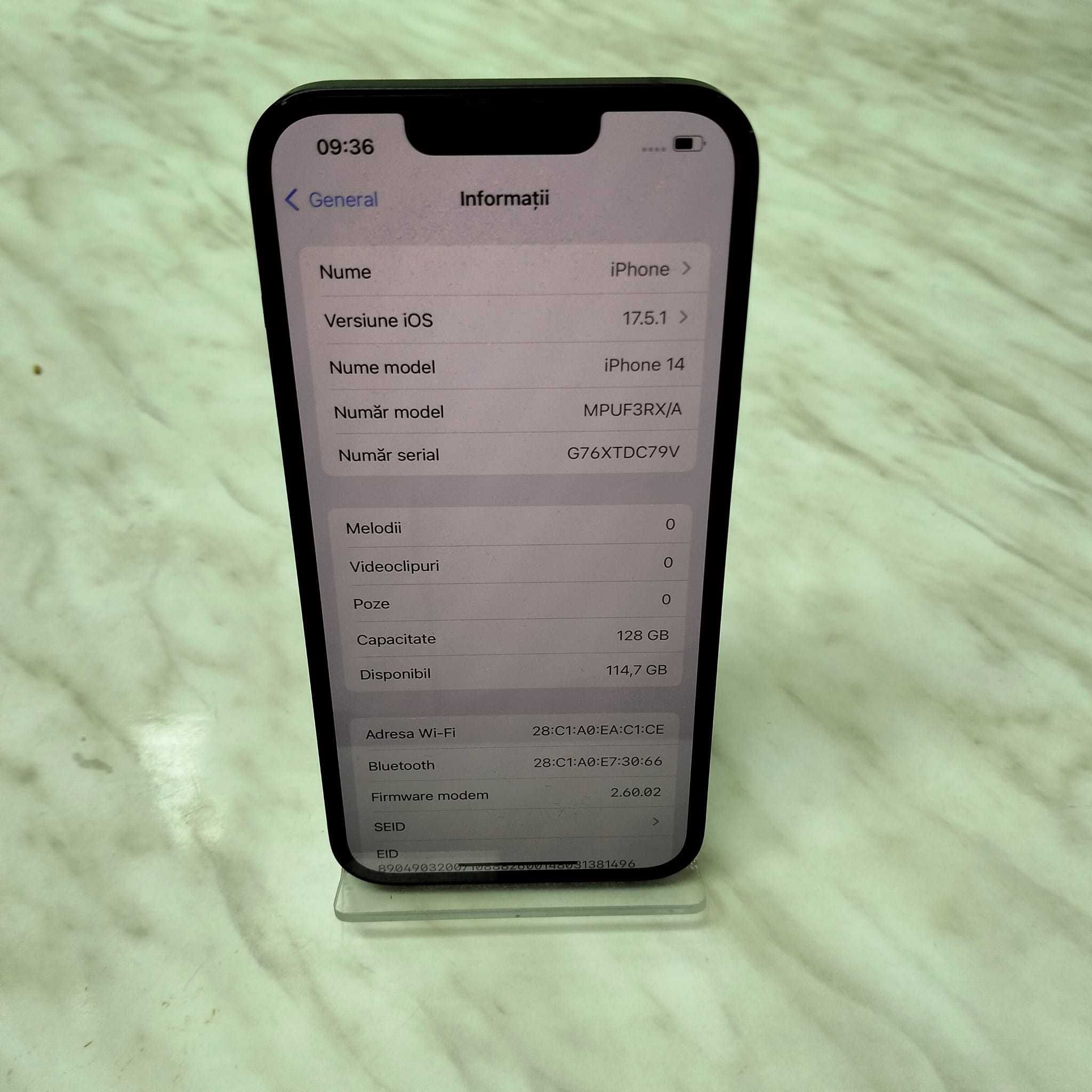Telefon Apple iPhone 14 Negru 128GB Zeus Amanet Rahova 28455