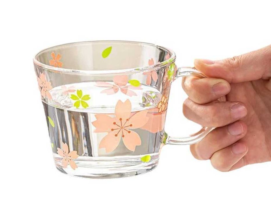 Сервиз от стъклени купи и чаши с флорален дизайн – 6 части в комплект
