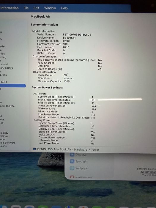 MacBook Air M3 256 ГБ Зора Гаранционен като НОВ ! Midnight