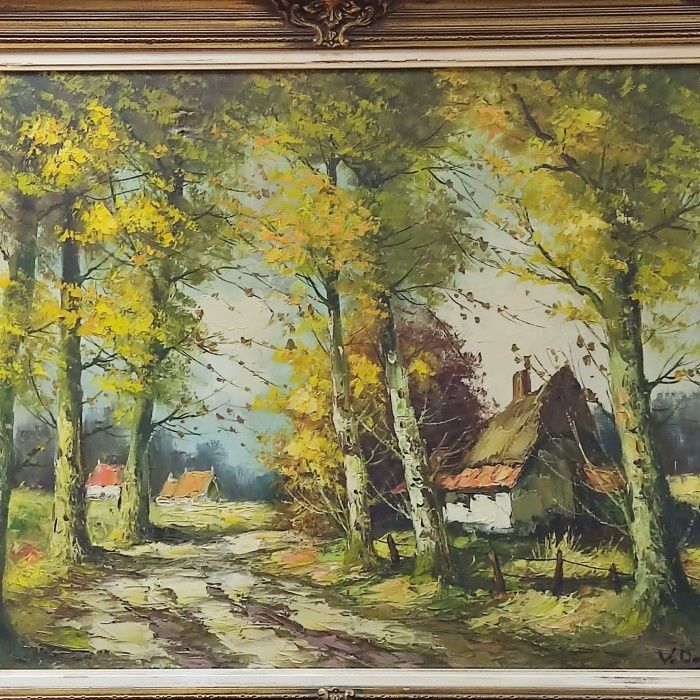 Ulei pe pânză o lucrare foarte veche încadrată într-o ramă din lemn ma