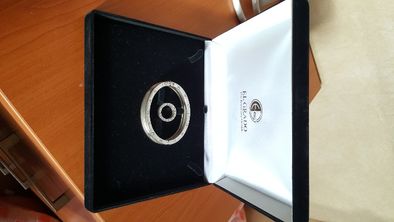 Булгари(Bvlgari)-сребърни, оригинални комплект гривна и пръстен