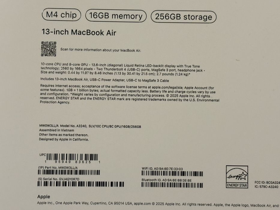 MacBook Air 2025 (13-инчов) M4 чип