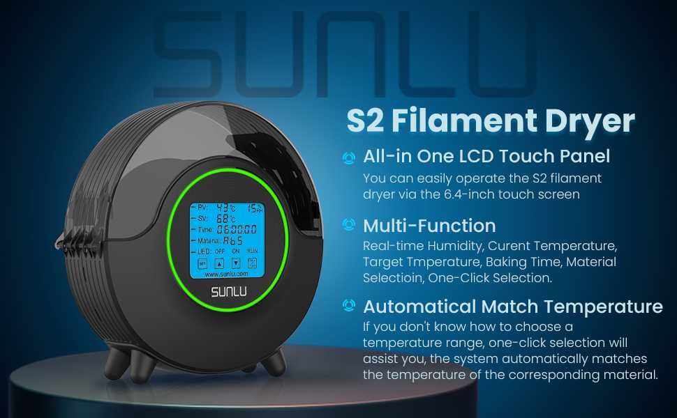 Filament Dryer SUNLU S2, 70gr+Touch Screen, REDUS de la 400RON